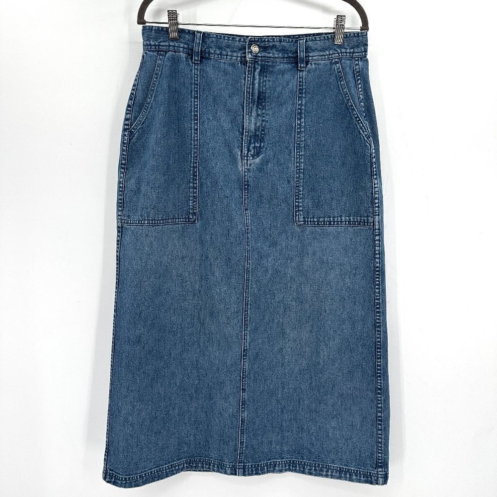 Cabela's Vintage Denim Maxi Pencil Y2K Coastal Grandma 12 Retro Jean Skirt